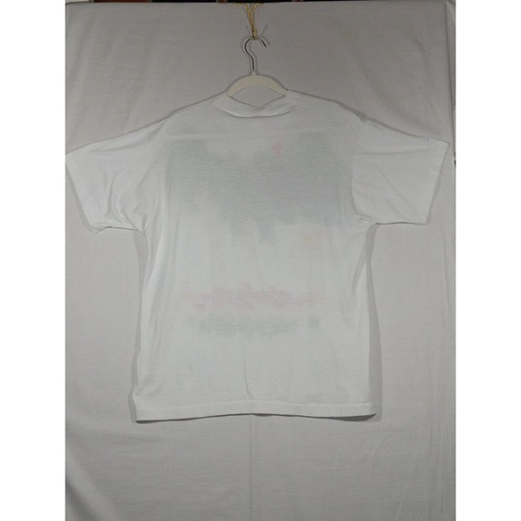 Vintage Puff Paint White T-shirt Palm Trees Faded Tag One Size Fits Large - Picture 7 of 9